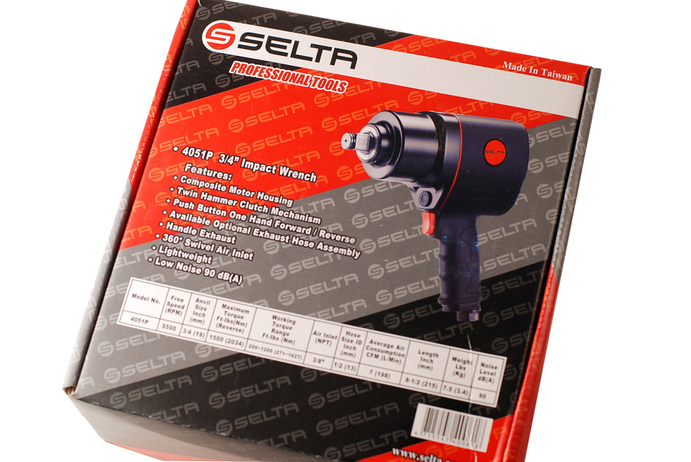 Selta Taiwan Heavy Duty 3/4" Dr 1500Ft-Ib/2034nm Air Impact Wrench Truck Vehicle