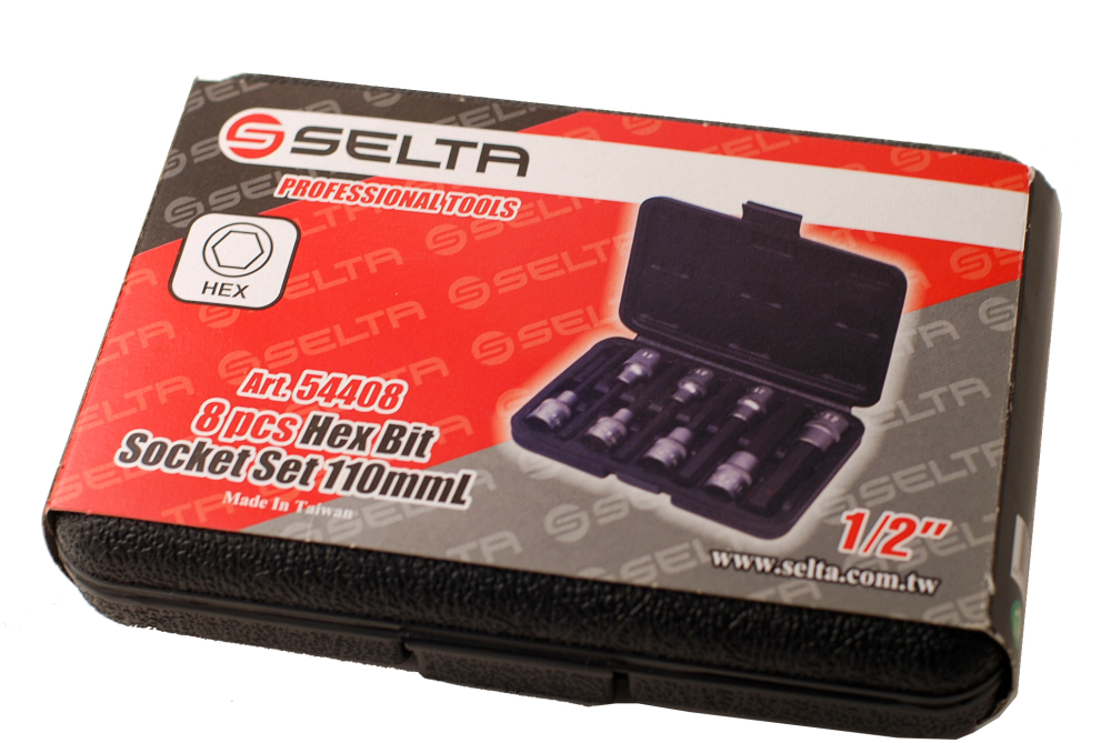 Selta Taiwan 1/2" Dr 110mmL 8pc Cr-Mo Impact Hex Allen Socket Bit:H5,6,8,10,..17mm
