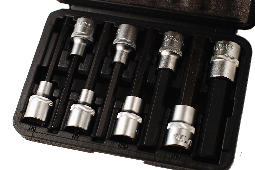 Selta Taiwan 1/2" Dr 110mmL 8pc Cr-Mo Impact Hex Allen Socket Bit:H5,6,8,10,..17mm