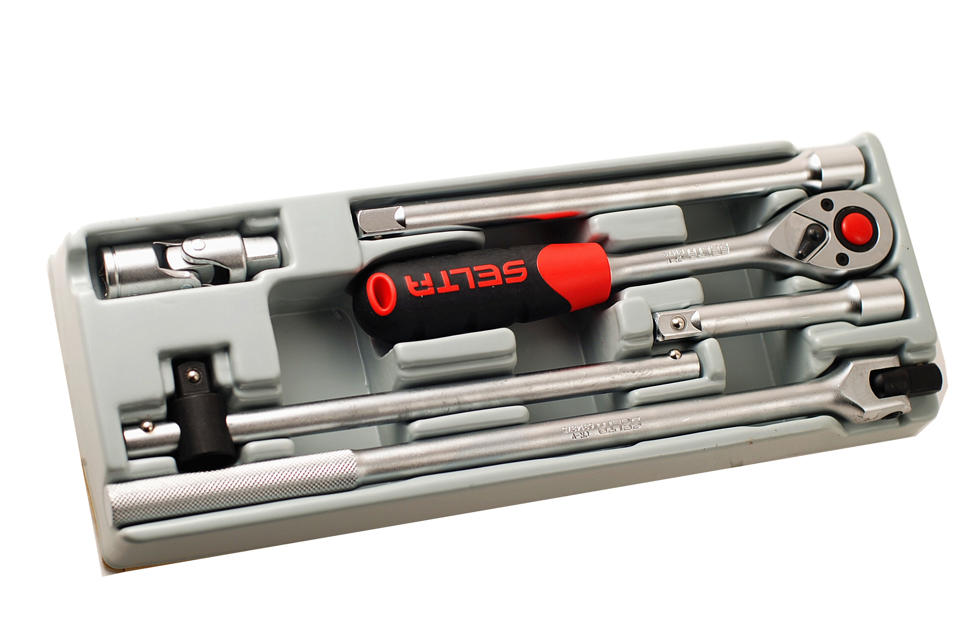 Selta Taiwan 1/2" Dr. Socket Accessories 6pc Set: Ratchet Drive, Extension, Sliding Handel, Universal Joint