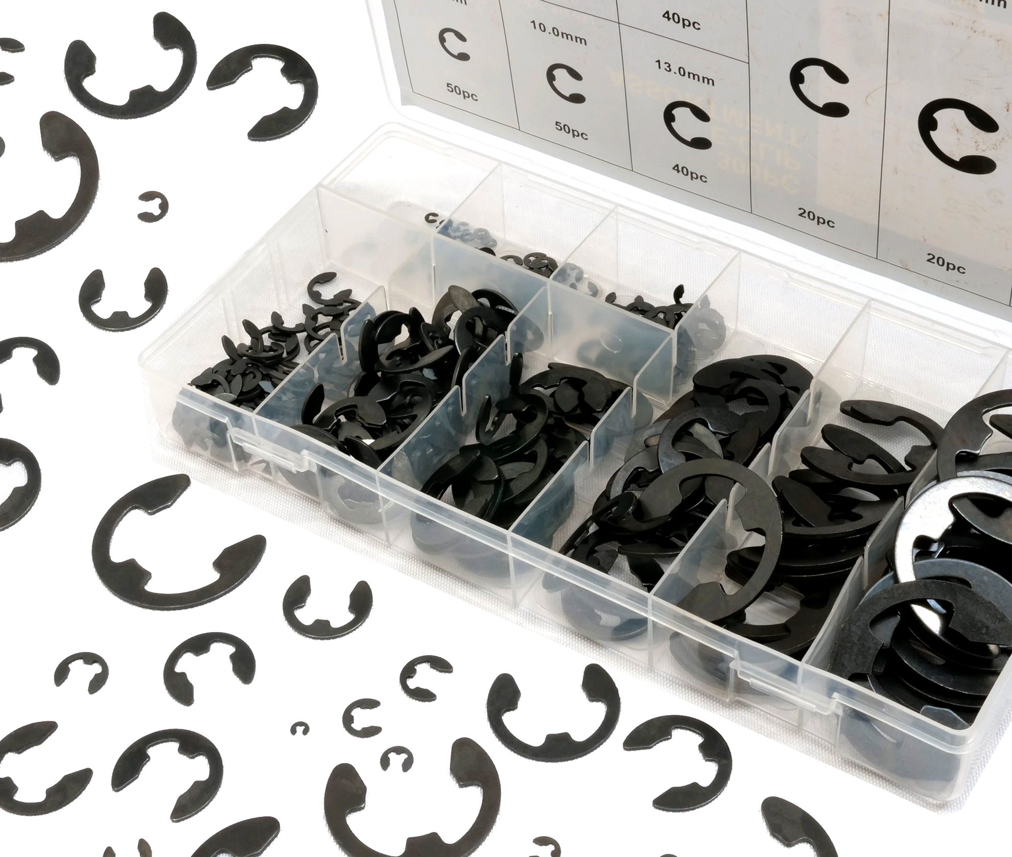 300Pc E-Clip Circlips Retaining Ring Assortment Metric Size: 3mm-22mm