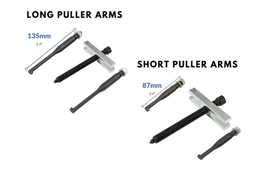 7pc Steering Wheel Puller Kit: 87mm/135mm Two Leg Pulls 38mm-85mm Spread