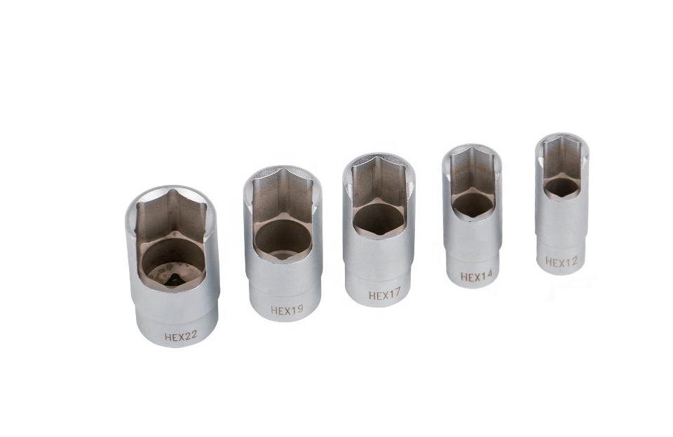 5pc 3/8" Dr. 6PT Elbow Connector Socket Set: 12mm, 14mm, 17mm, 19mm, 22mm