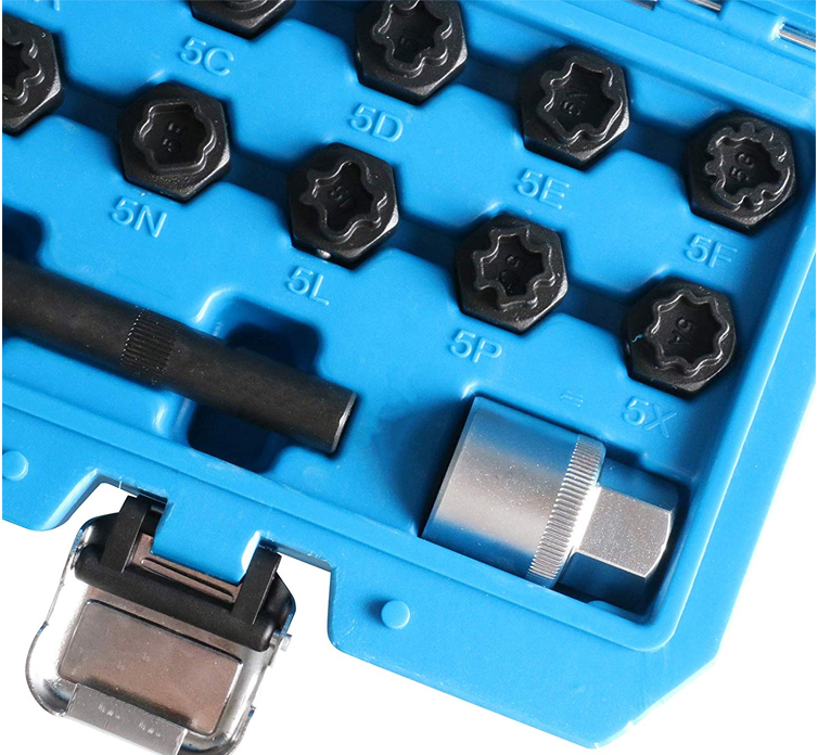 12pc 1/2" Dr. Anti-Theft Wheel Lock Lug Nuts Removal Set for Mercedes Benz