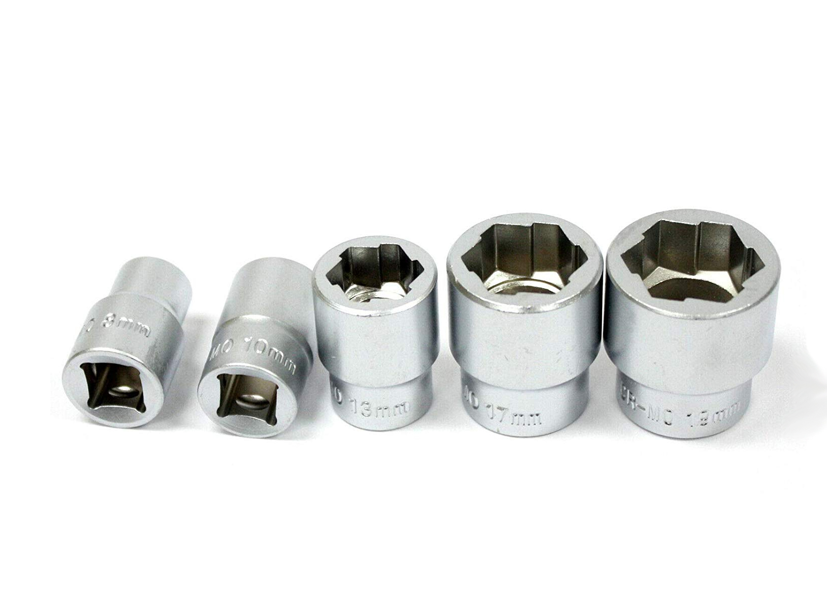5pc 3/8" Dr Twist Socket Bolt Extractor Set Stud Nut Metric Size: 8mm 10mm 13mm 17mm 19mm