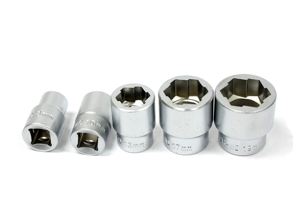 5pc 3/8" Dr Twist Socket Bolt Extractor Set Stud Nut Metric Size: 8mm 10mm 13mm 17mm 19mm