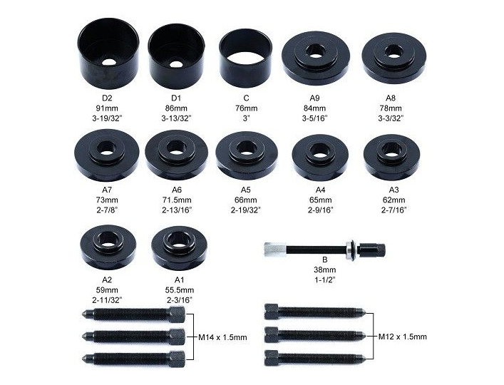 19pc Front Wheel Drive Hub Bearing Service Master Kit f VAG BMW Benz Ford Fiat etc.