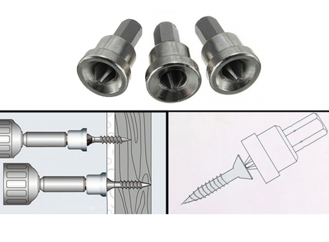 3pc x 25mm S2 Steel Drywall Plasterboard Countersink Screw Dimpler Adapter Bits