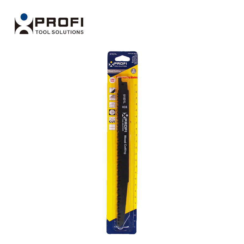 3pc 65Mn S1531L HCS 5TPI 242mmL Ground Teeth Reciprocating Jigsaw Blade Set Wood Cutting