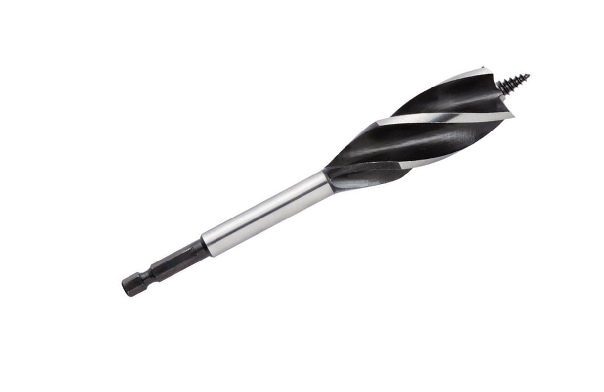 Self Feeding Wood Auger Drill Bits 165mmL 4 Flute 1/4" Hex Shank
