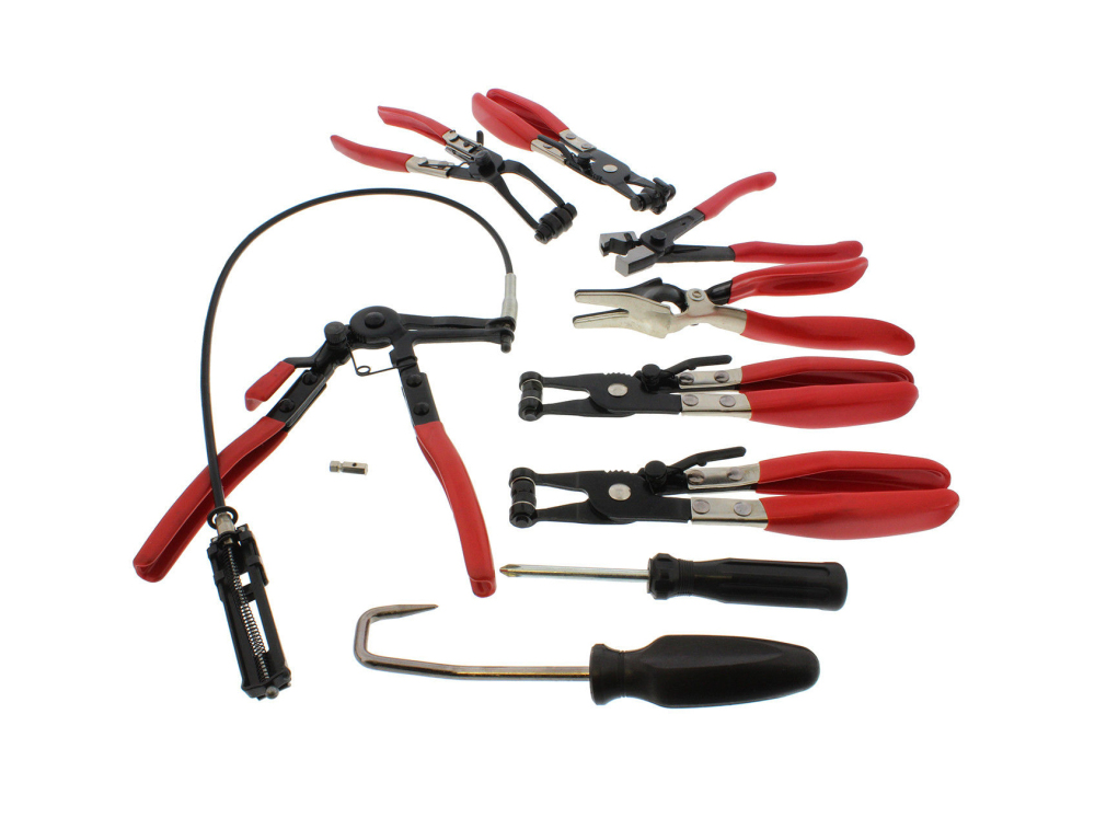 9pc Auto Hose Clip Removal Master Tool Kit: Band Hose Clamp Clip Collar Pliers