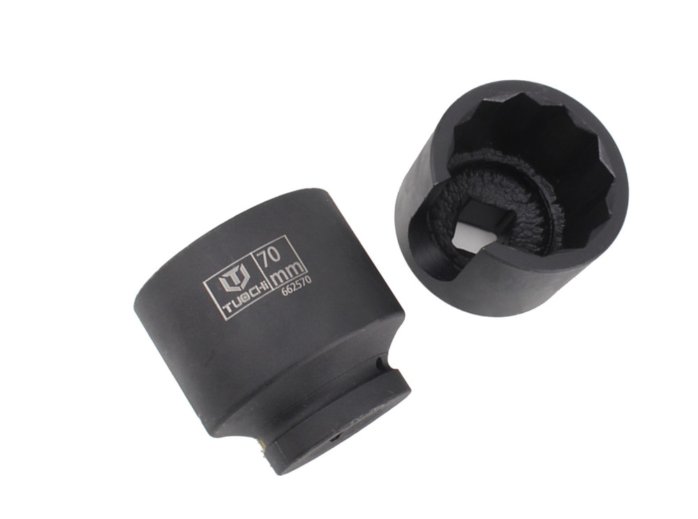 1" Dr 12PT Bi-Hex Impact Ball Joint Nut Rod Remove Socket with Slot 65/70/75mm
