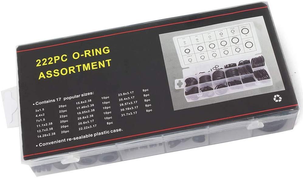 222pc 17 Size O - Ring Assortment Imperial / SAE Rubber Washer Kit
