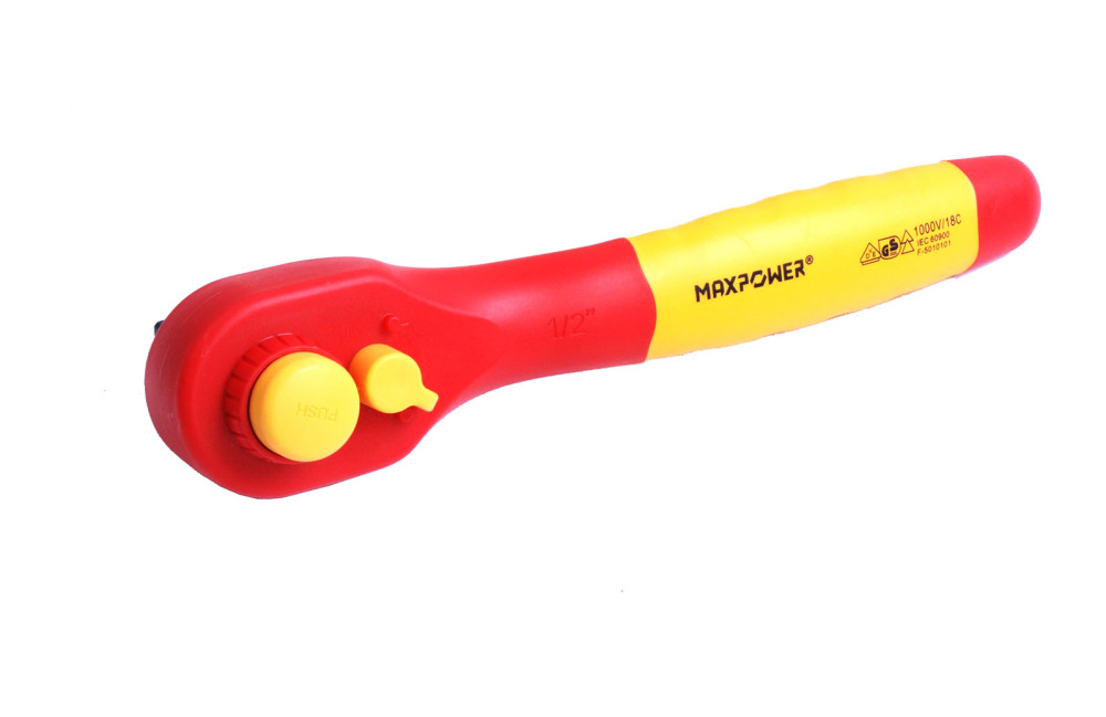 Insulated Electrician VDE 1/2" Dr 225mmL Reversible Ratchet Handle 1000V/18C