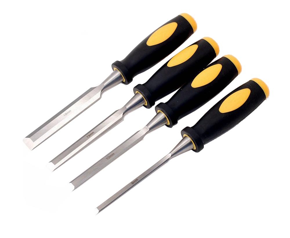 4pc Carpentry Wood Chisel Set (6-10-13-18mm) with PVC softgrip Handle