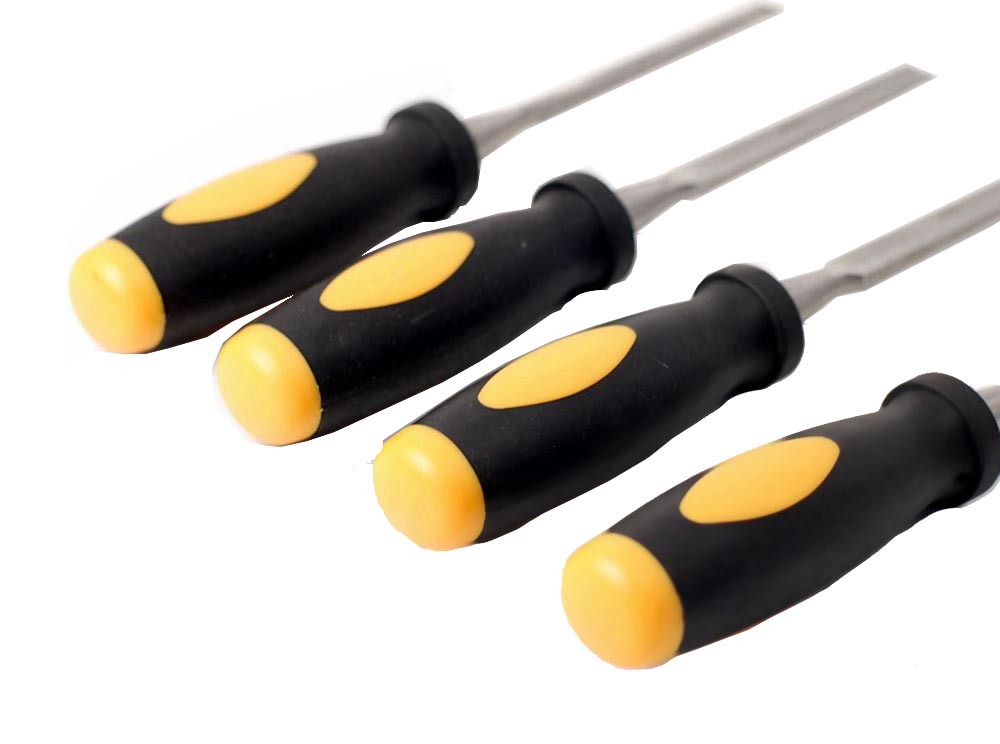 4pc Carpentry Wood Chisel Set (6-10-13-18mm) with PVC softgrip Handle