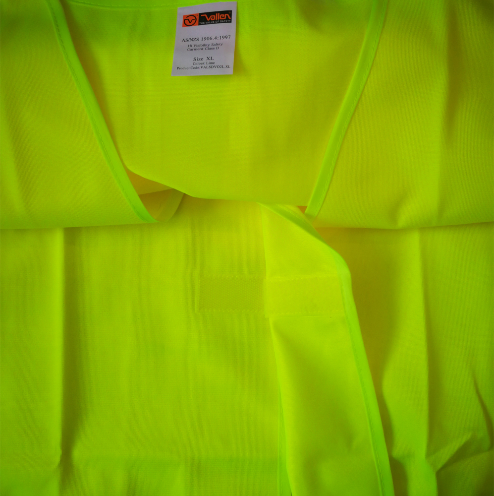Vallen Hi-Vis Safety Vest Garment Class D Lime AS/NZS Standard L/XL
