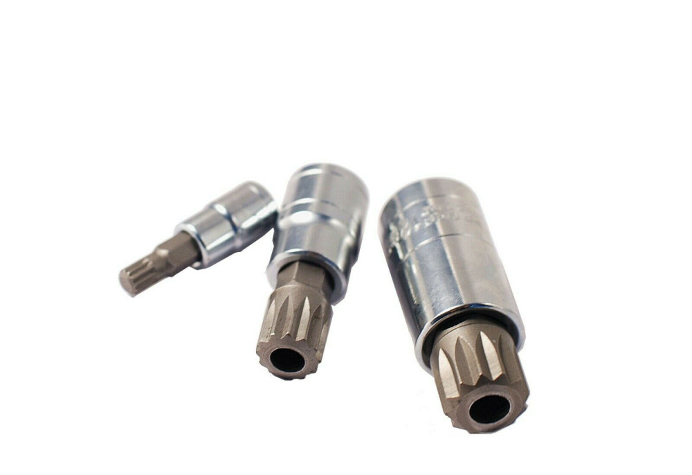 10pc XZN Triple Square Spline Socket Bit: M4,5,6,8,9,10,12, Tamperproof M14,16,18