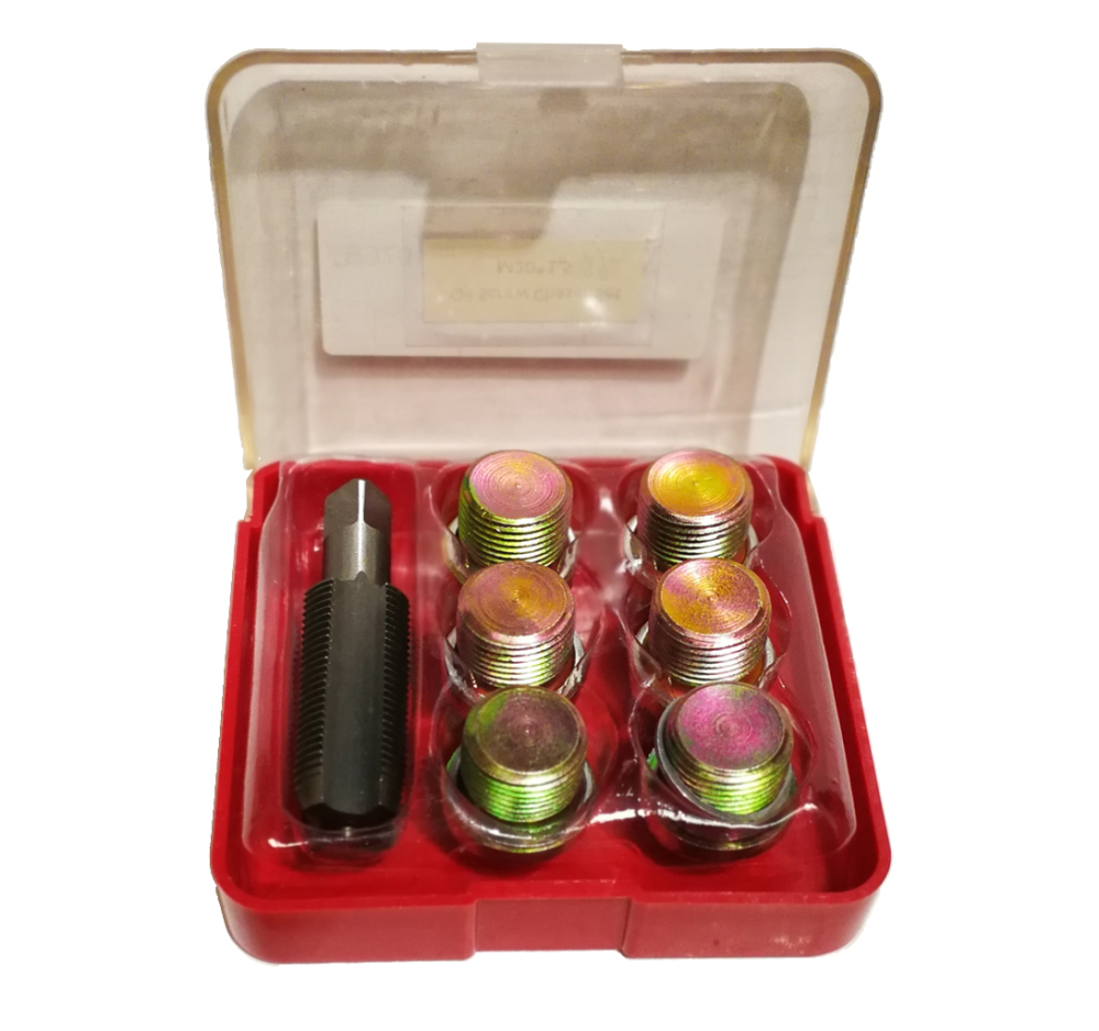 13pc Oil Sump Plug Pan Thread Repair Screw Chaser Set: Hand Tap, Screw, Gasket Washer