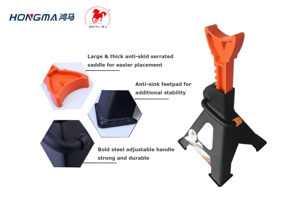 EN ISO Certificate Car Lifting Stand Steel Floor Jack Stands with Footpad 2pc-pack
