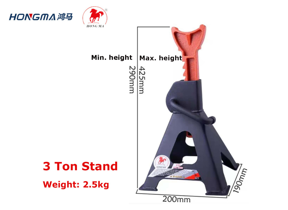 EN ISO Certificate Car Lifting Stand Steel Floor Jack Stands with Footpad 2pc-pack