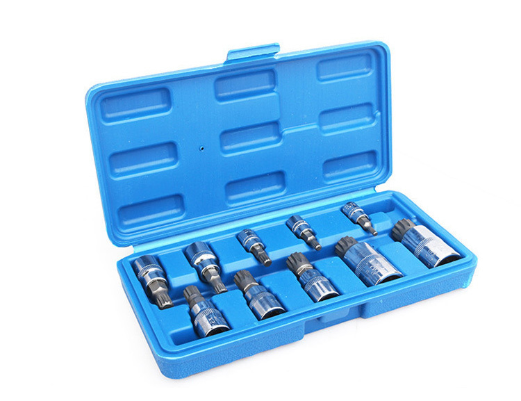 10pc XZN Triple Square Spline Socket Bit: M4,5,6,8,9,10,12, Tamperproof M14,16,18