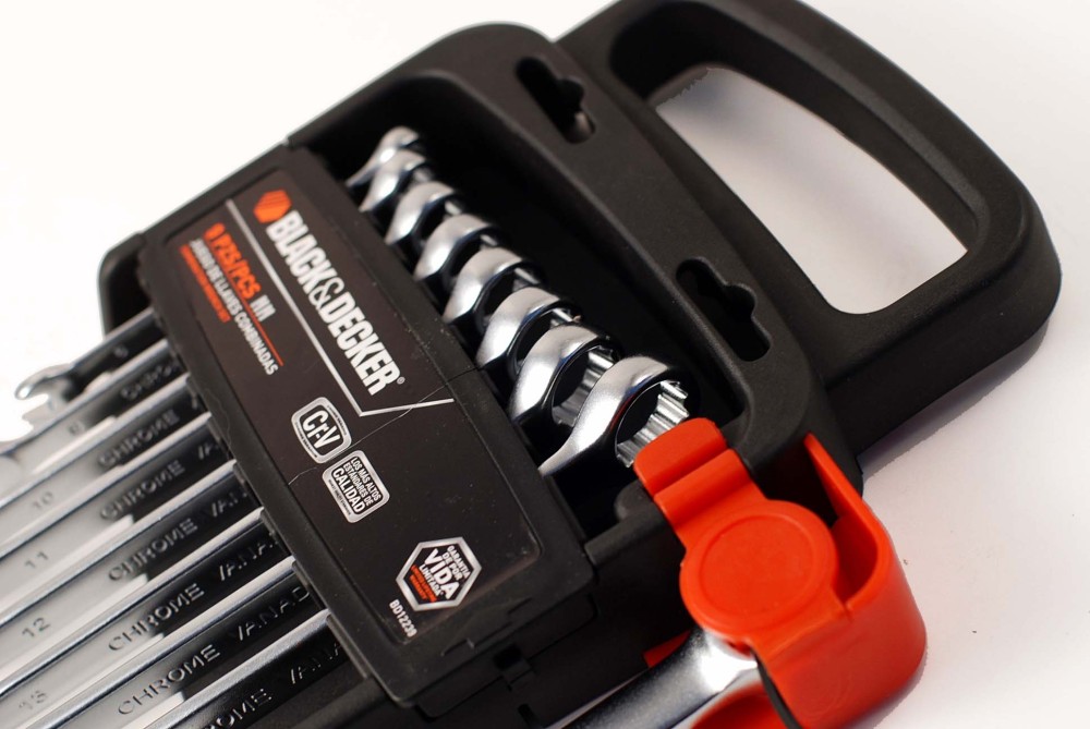 BLACK&DECKER 9pc Combination Open & Ring Spanner Wrench Set: Metric/Imperial SAE