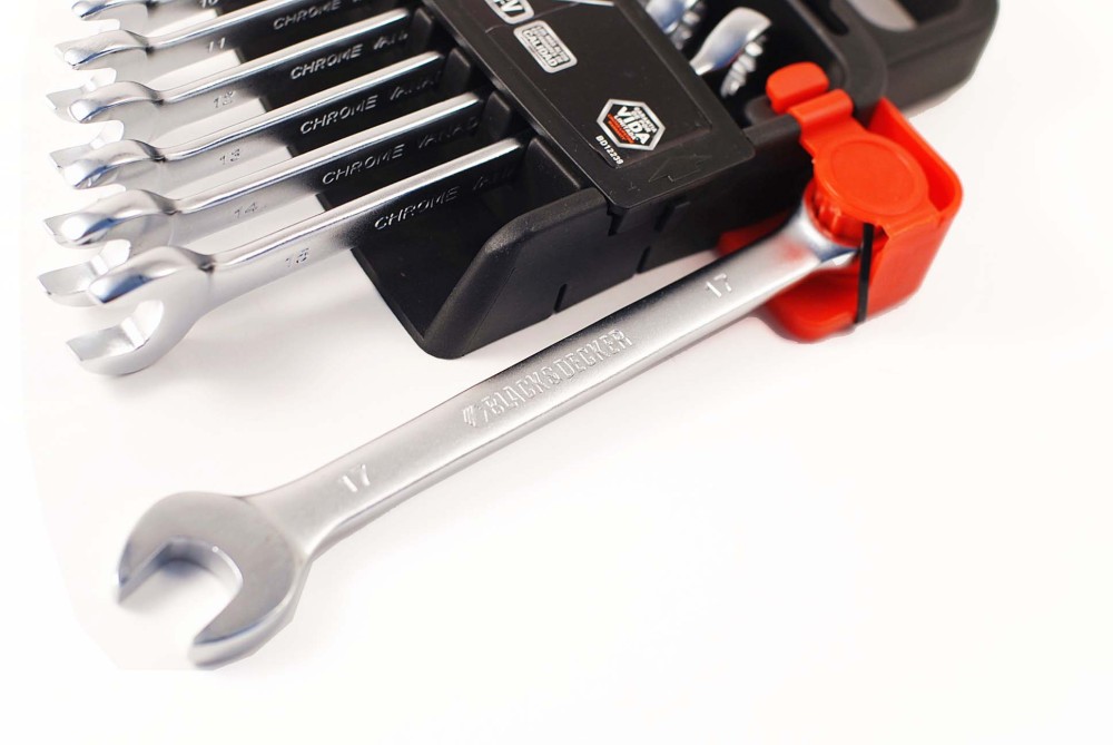 BLACK&DECKER 9pc Combination Open & Ring Spanner Wrench Set: Metric/Imperial SAE
