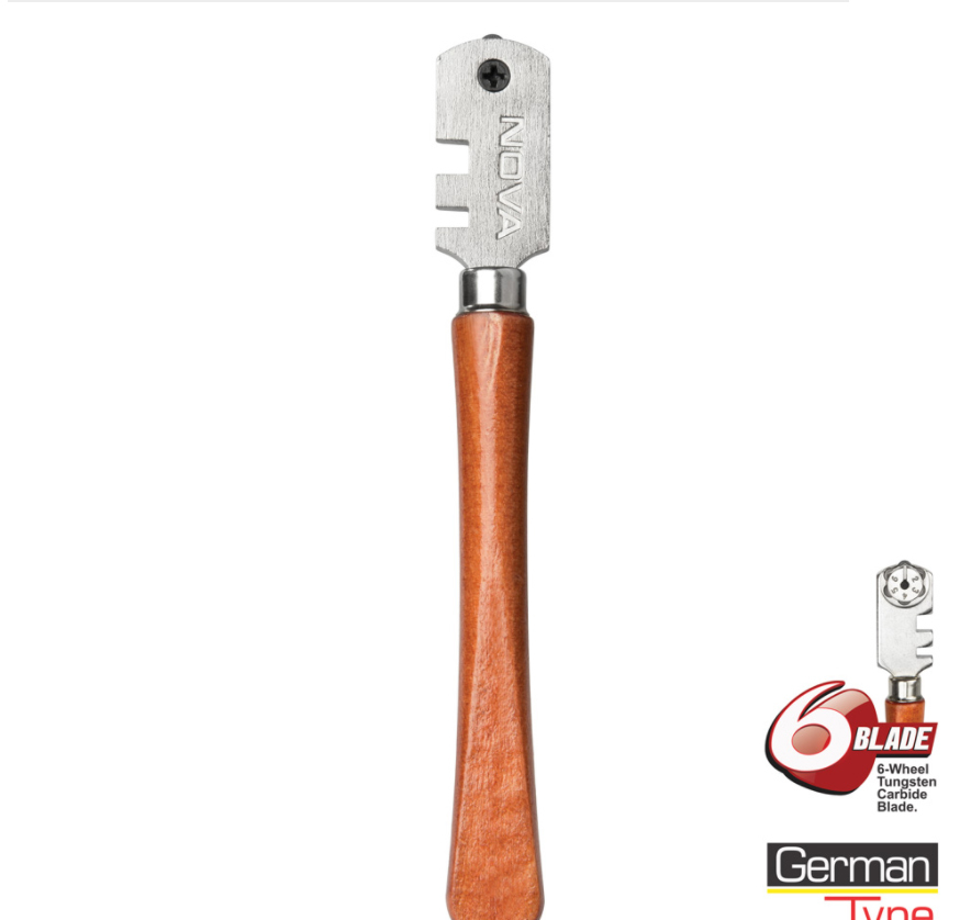 German Type Glass Cutter with 6 Turret Wheel Tungsten Carbide Blade