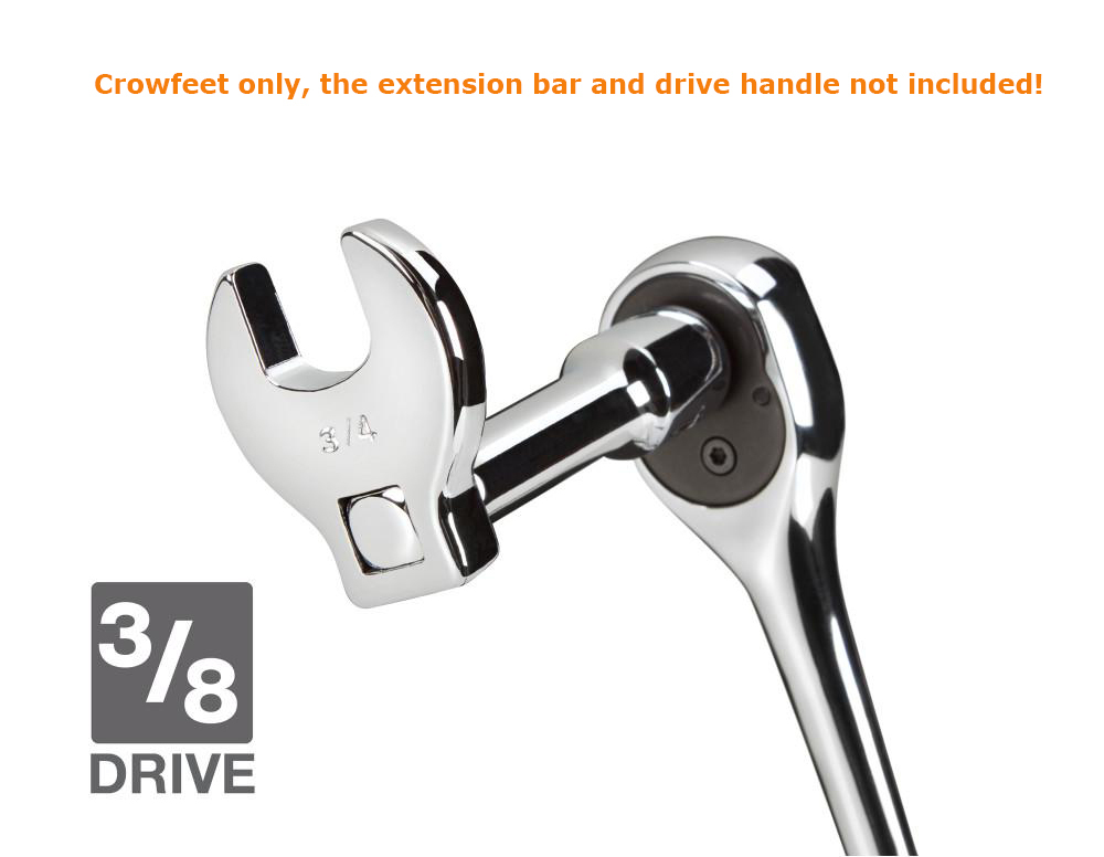 8pc 3/8" Dr Cr-V Flare Nut Crowfoot Wrench with Rail Set Imperial: 3/8"-7/8"