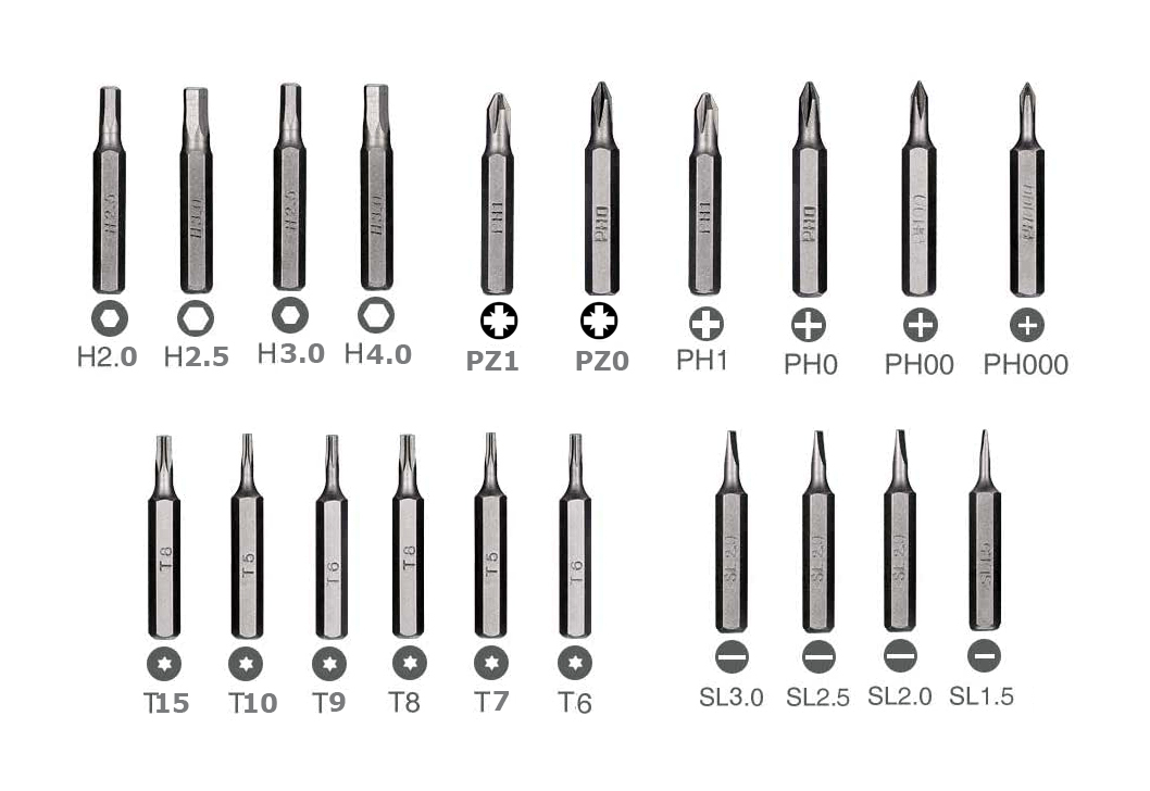 140mm Shank Length 22pc Precision Ratchet Screwdriver Set Deep Reach:Torx Phillips Hex Slotted