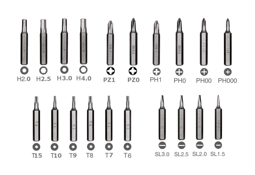 140mm Shank Length 22pc Precision Ratchet Screwdriver Set Deep Reach:Torx Phillips Hex Slotted