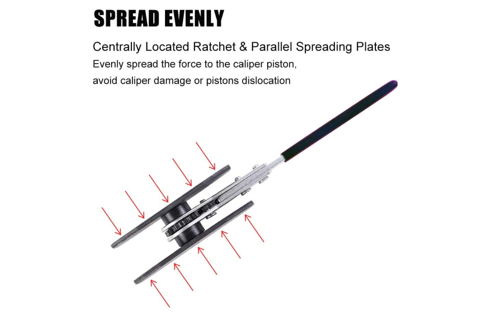 E-CAR Taiwan 4-in-1 Universal Ratchet Brake Piston Spreader on Single Twin & Quad Pistons 360º Move