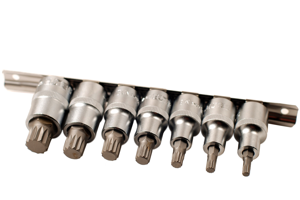Selta Taiwan 7pc 1/2" Dr. S2 Steel Spline Socket Bit Set M5-6-8-10-12-14-M16