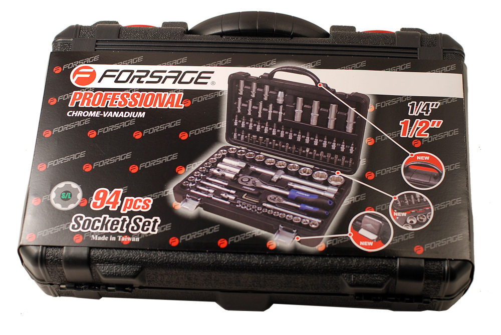 94pc 1/2" & 1/4" Dr. Socket & Screwdriver Bit Torx Ratchet Dr. Kit Taiwan Made