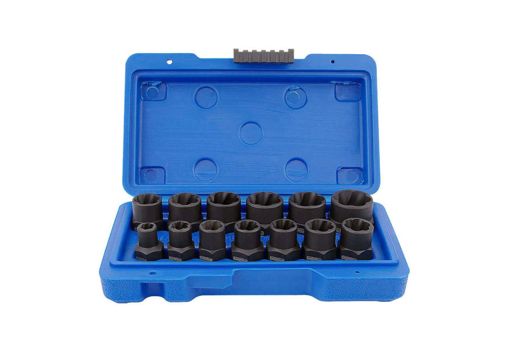 13pc 3/8" Dr. Bolt Nut Extractor Twist Socket Set Removal 1/4-3/4" & 8-19mm Bolt