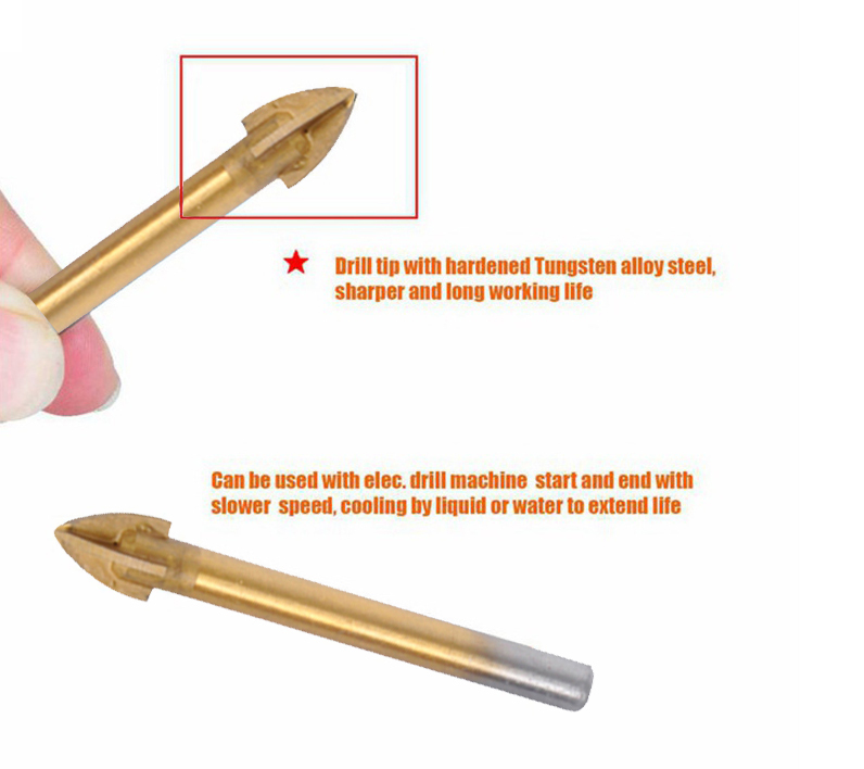 TCT Tungsten Carbide Ceramic Tile Glass Brick Drill Bit Cross Spear Head