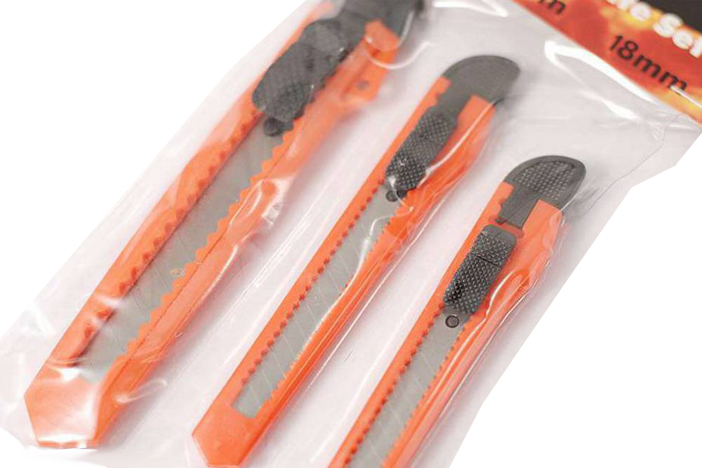 Snap-off Utility Knife Cutter Knives: 2pc 9mm+1pc 18mm Blades