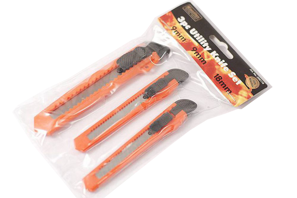 Snap-off Utility Knife Cutter Knives: 2pc 9mm+1pc 18mm Blades