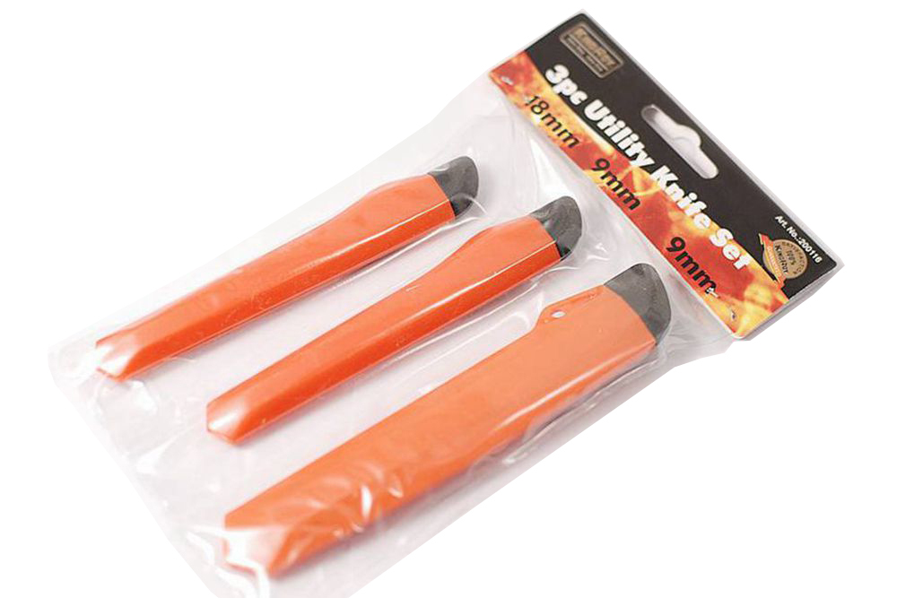 Snap-off Utility Knife Cutter Knives: 2pc 9mm+1pc 18mm Blades
