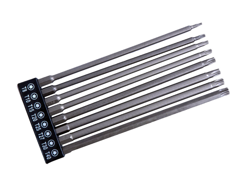 150mmL T8-T40 8pc S2 Steel Magnetic Torx Head Screw Driver Security Tamper Proof Star 1/4" Quick Change Shank