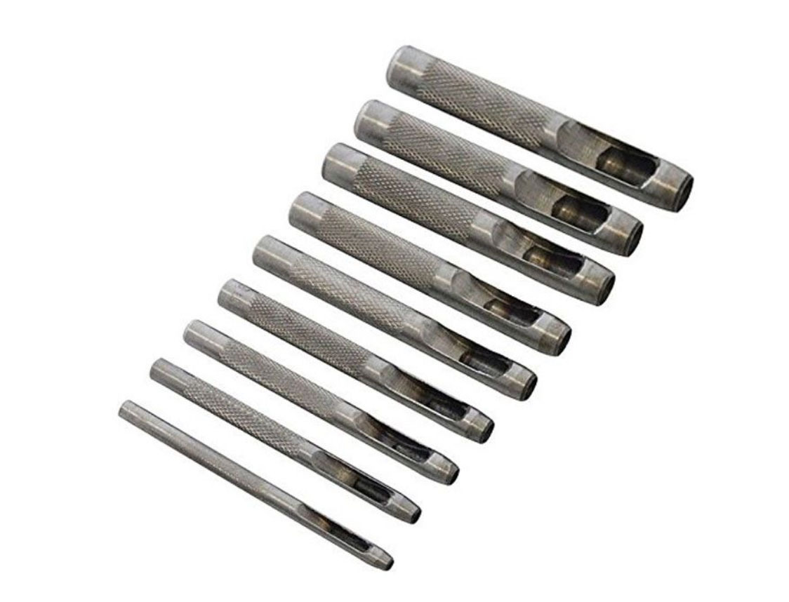 Hollow Steel Belt Hole Punch Leather Gasket Vinyl 9pc Set:2.5,3,4,5,6,7,8,9,10mm