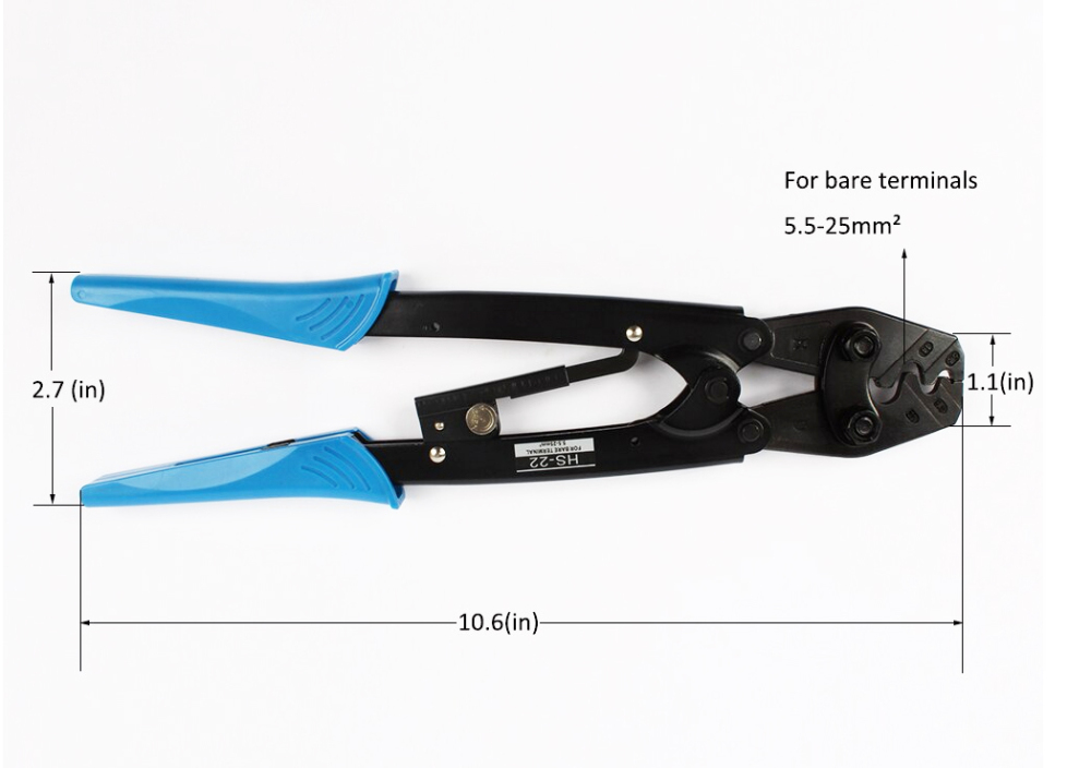 HS-22 Ratchet Crimping Pliers 5.5-22mm2 (AWG 10-3) Cable Wire Terminal Tool