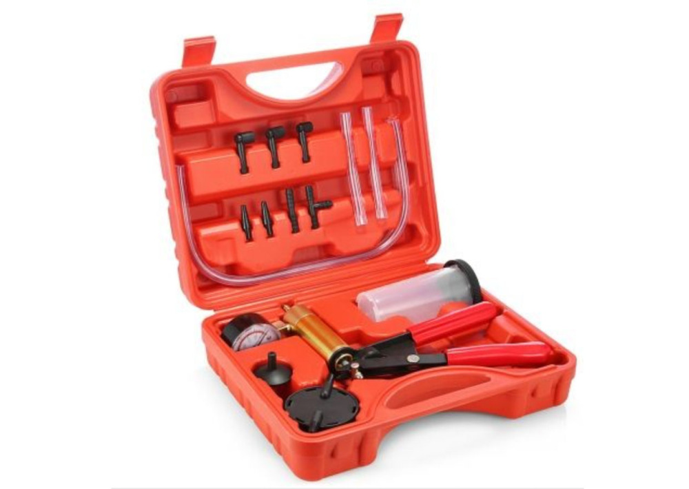 Hand Held Hold Vacuum Pump & Brake Bleeder Tester Kit Large Brass-Bodied Pump