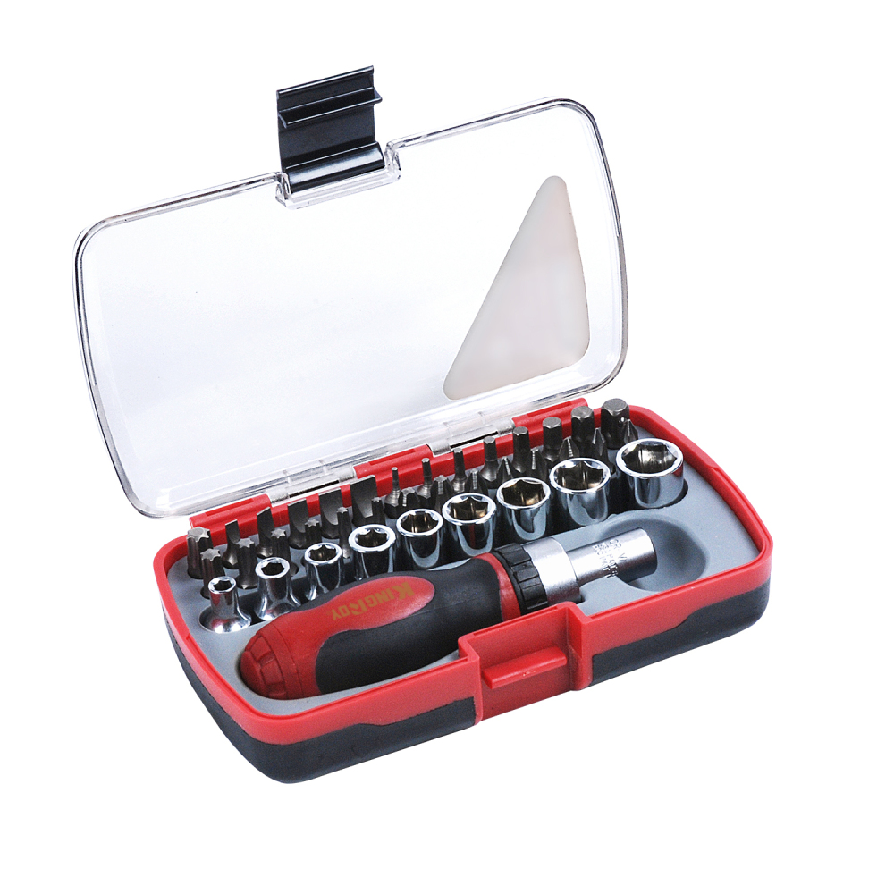 38pc 1/4" Dr. Socket and Screwdriver bits Set Stubby Ratchet Handle Adapter Torx, Hex, Pozi, Ph, Slot