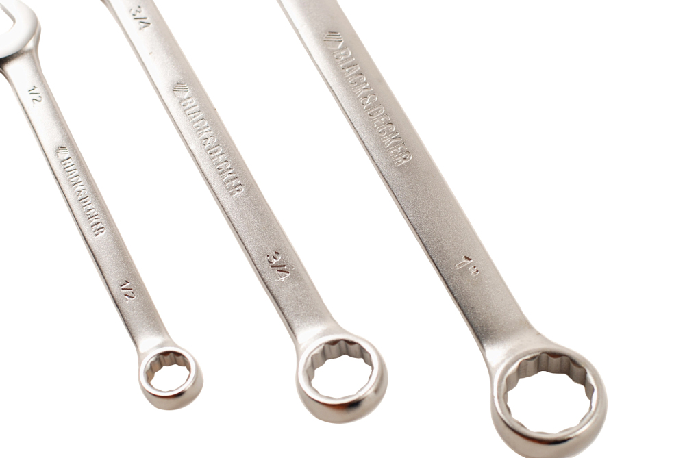 BLACK&DECKER 9pc Combination Open & Ring Spanner Wrench Set: Metric/Imperial SAE