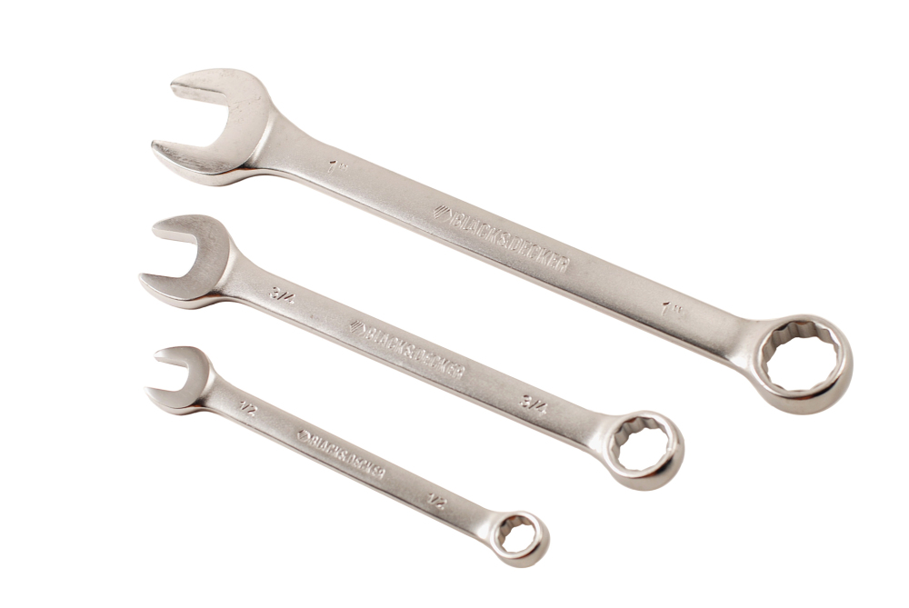 BLACK&DECKER 9pc Combination Open & Ring Spanner Wrench Set: Metric/Imperial SAE