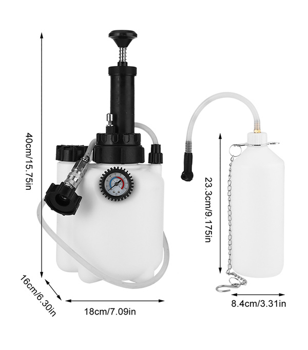 3L Pneumatic Bleeding Fluid Kit Brake Clutch Bleeder with 1L Brake Fluid Extractor