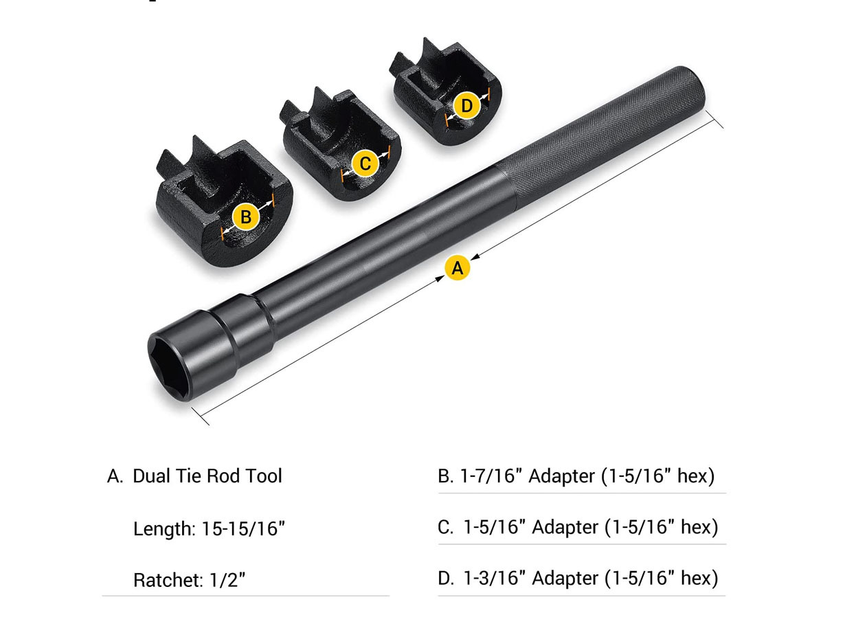 4pc Inner Tie Rod Removal Installation Set Mechanics Kit Dual Tie Rod Tools