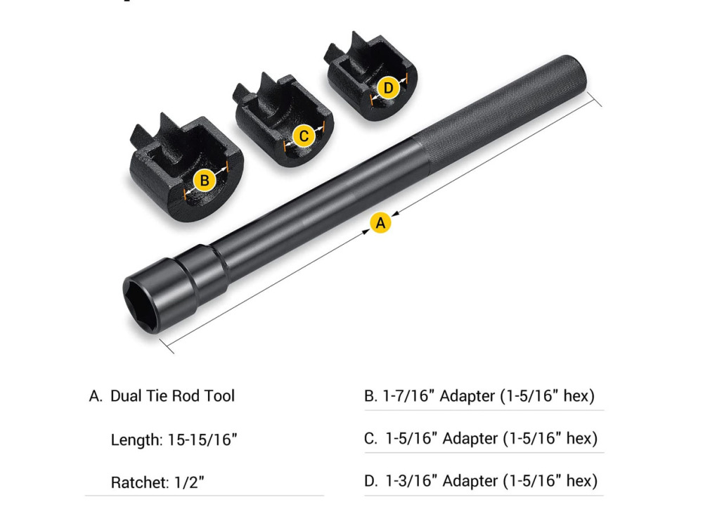 4pc Inner Tie Rod Removal Installation Set Mechanics Kit Dual Tie Rod Tools